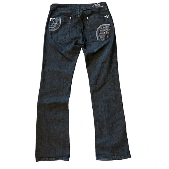 Mecca Femme Dark Denim Jeans Women’s 11/12 Y2K EUC Embroidered Detail on Back - Picture 2 of 11